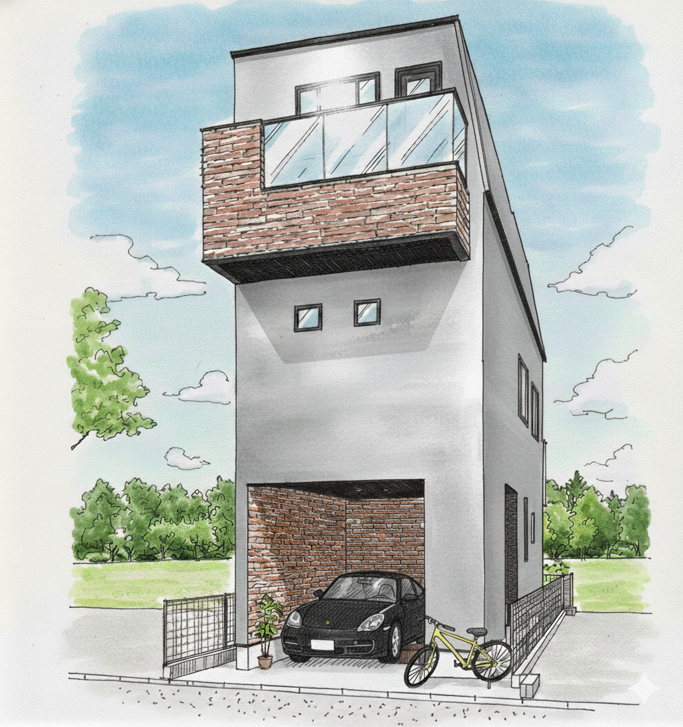 ペンシルハウス検見川｜京成検見川駅徒歩9分♪インナーガレージ付きペンシルハウス♪土地と建物代金合わせて3980万円！このチャンスをお見逃しなく♪｜千葉県千葉市花見川区検見川町